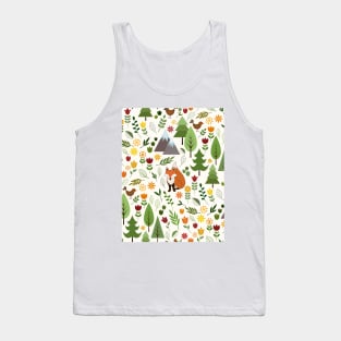 Scandinavian Style Illustrations on Cream Pattern Tank Top